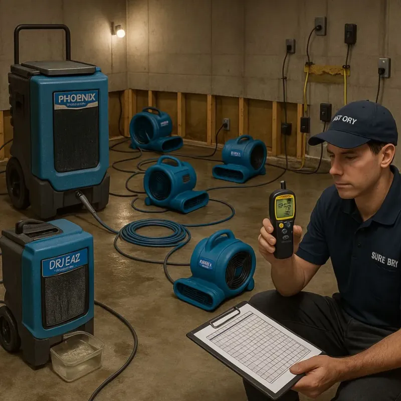Structural Drying and Dehumidification process in Mashpee, MA